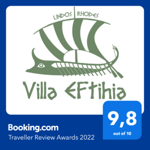 Booking review award Villa Eftihia in Lindos 9,8 2022